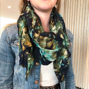 World Market green and blue scarf